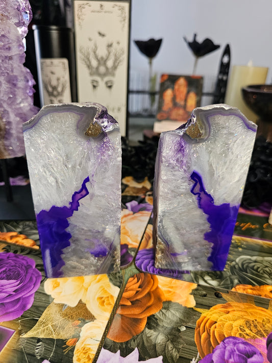 Purple Agate Bookends