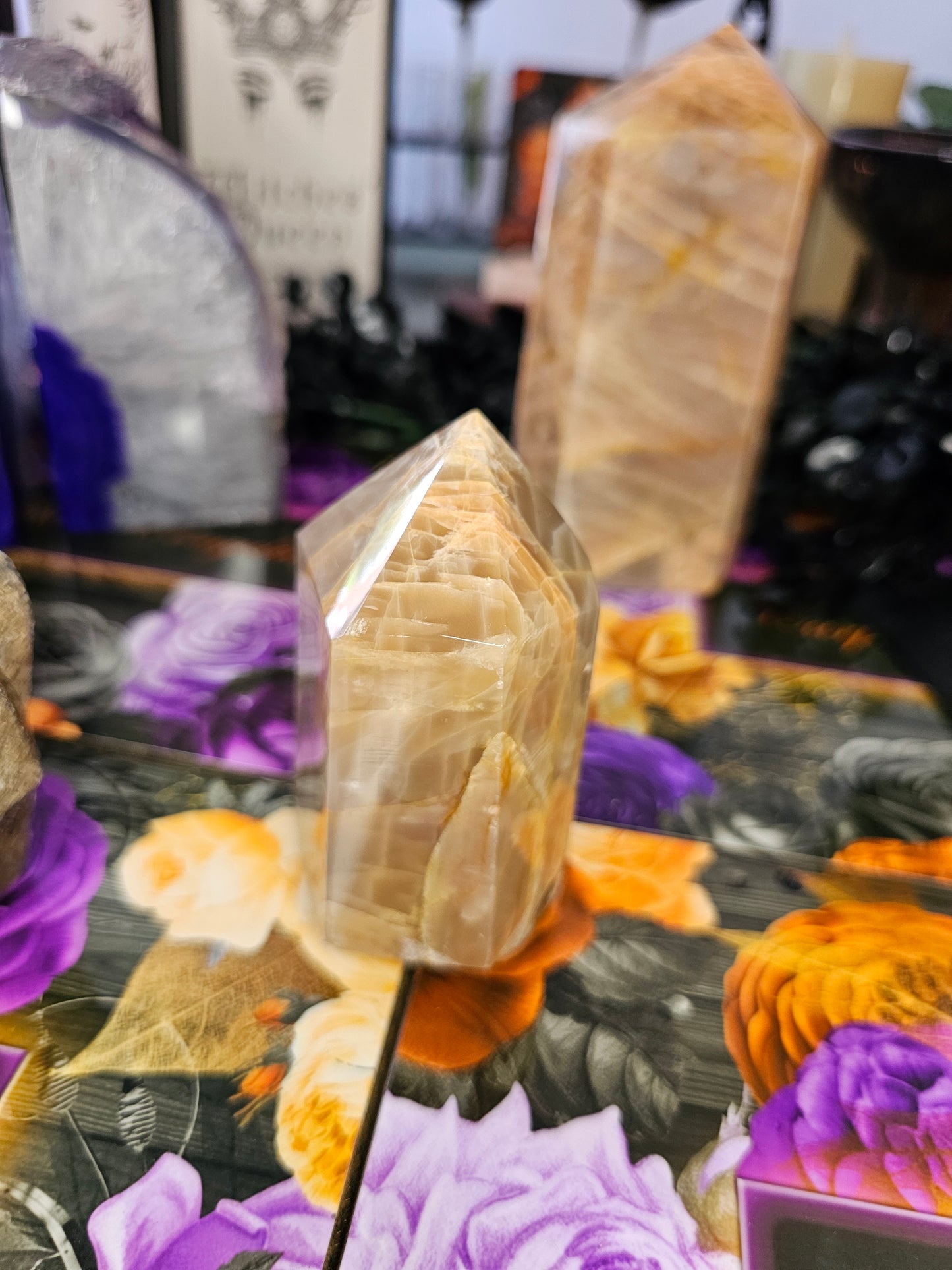 Small Chunky Peach Moonstone Tower