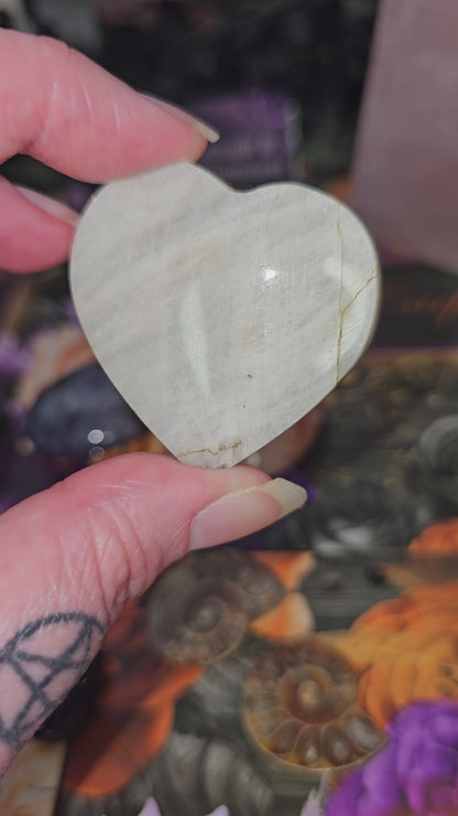 White Moonstone Heart
