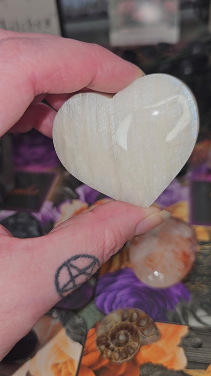 White Moonstone Heart