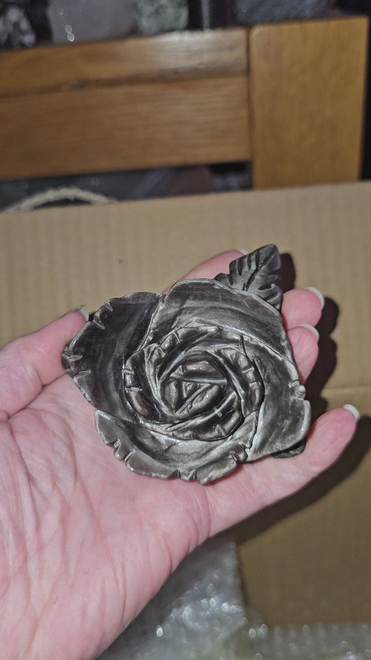 Silver Sheen Obsidian Rose