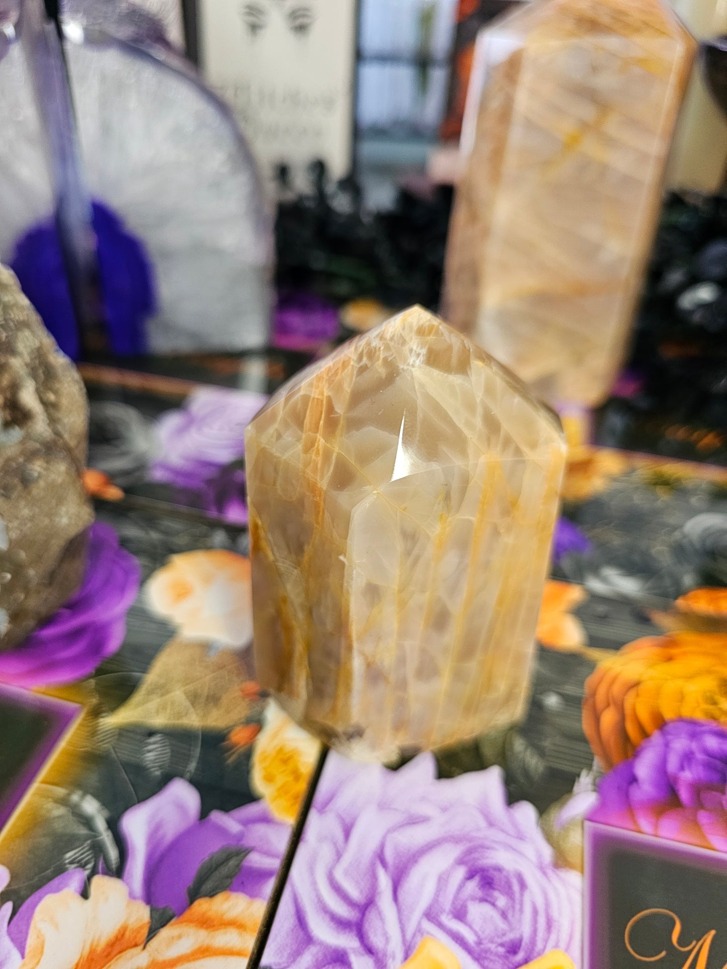 Small Chunky Peach Moonstone Tower