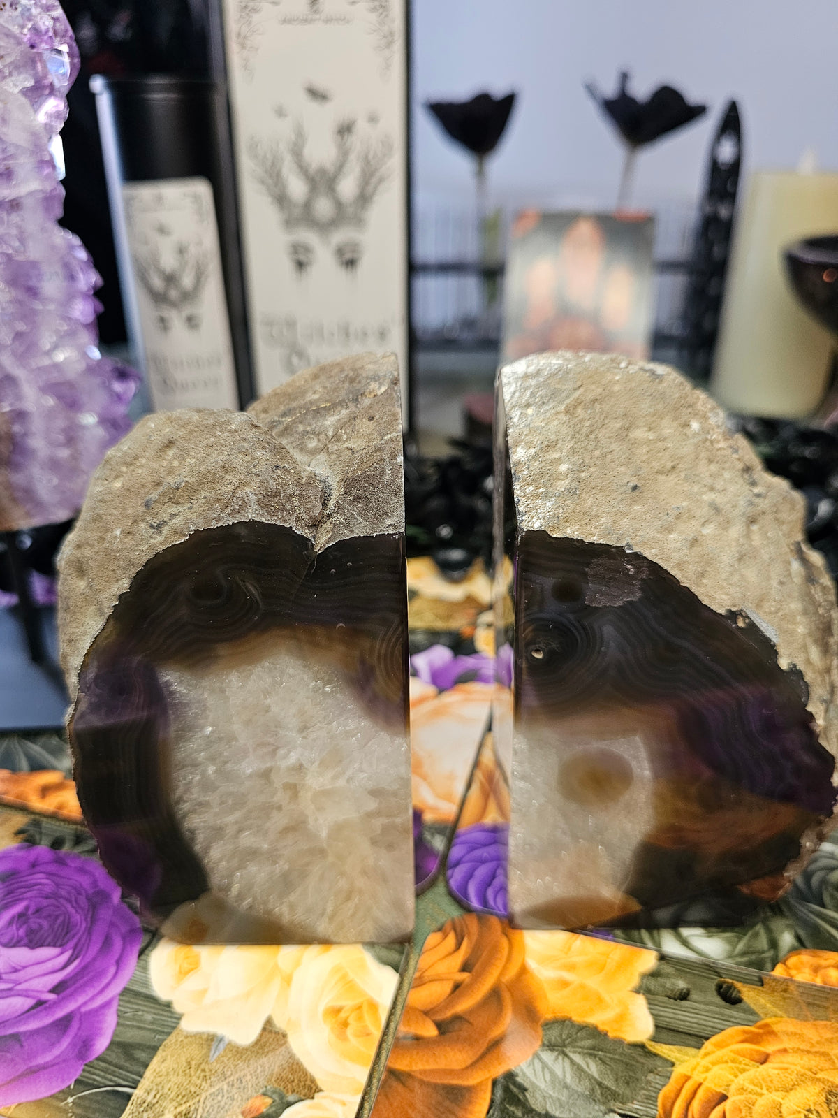Natural Agate Bookends