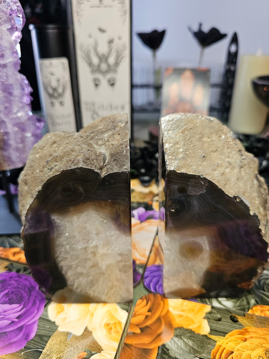 Natural Agate Bookends