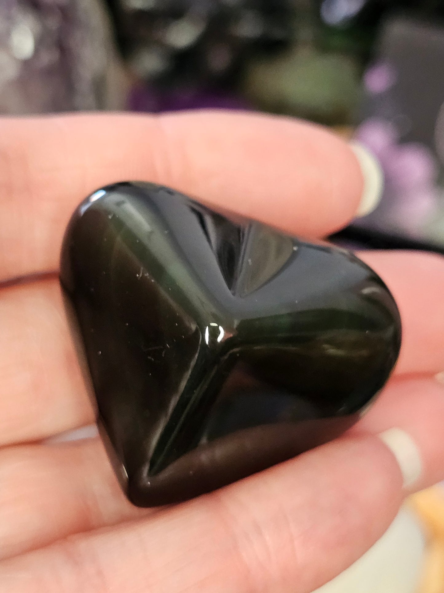 Rainbow Obsidian 3D Heart