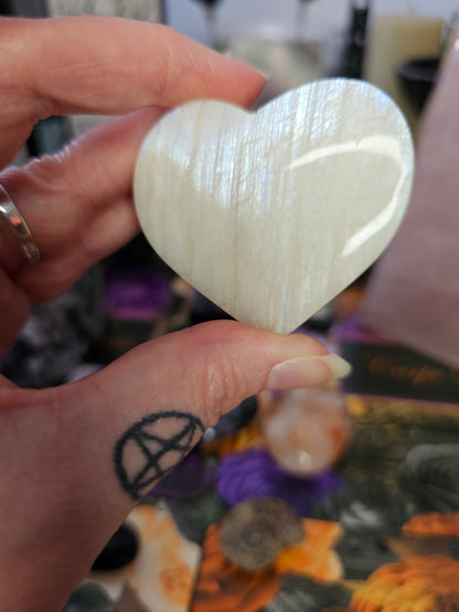 White Moonstone Heart