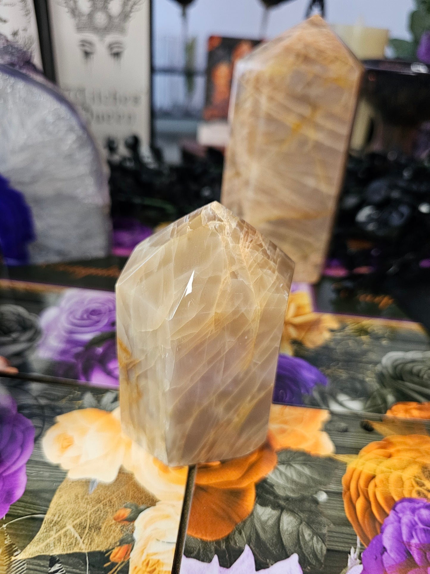 Small Chunky Peach Moonstone Tower