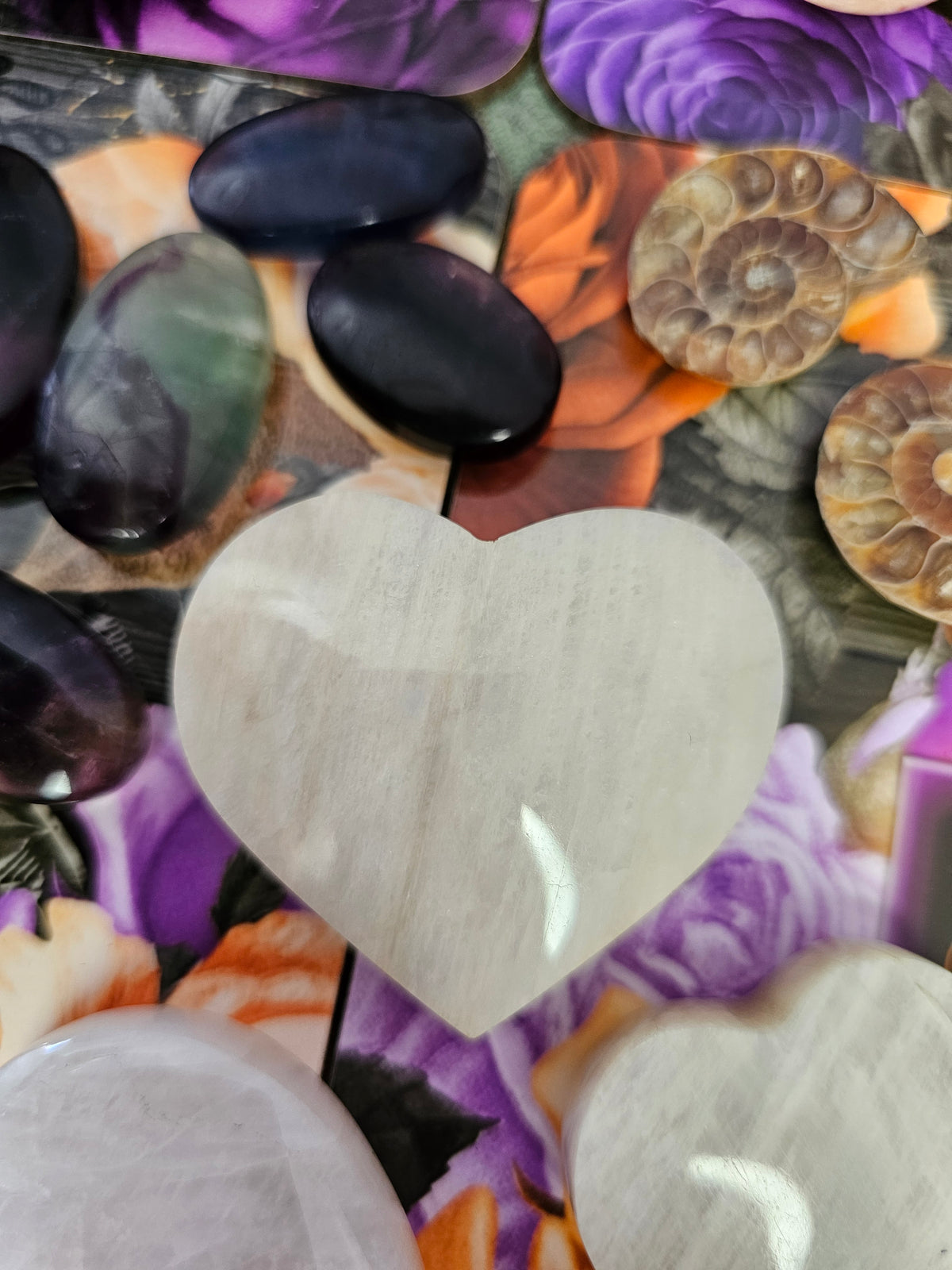 White Moonstone Heart