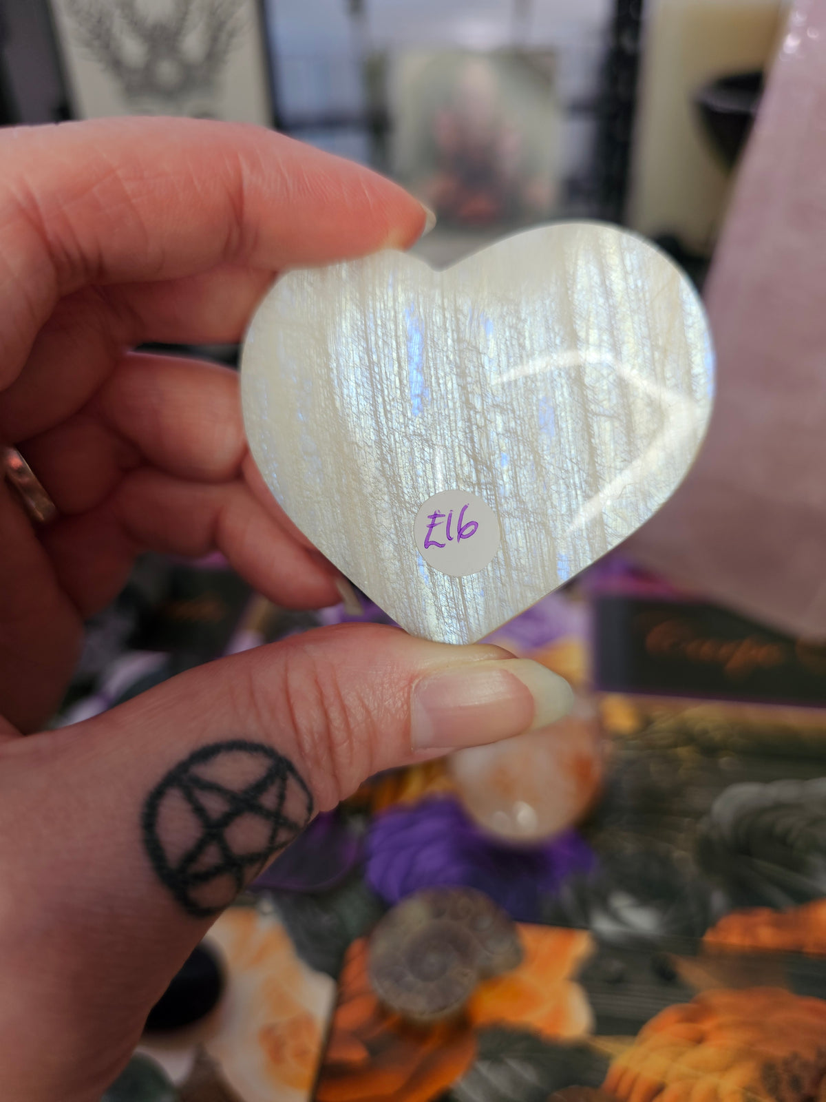 White Moonstone Heart
