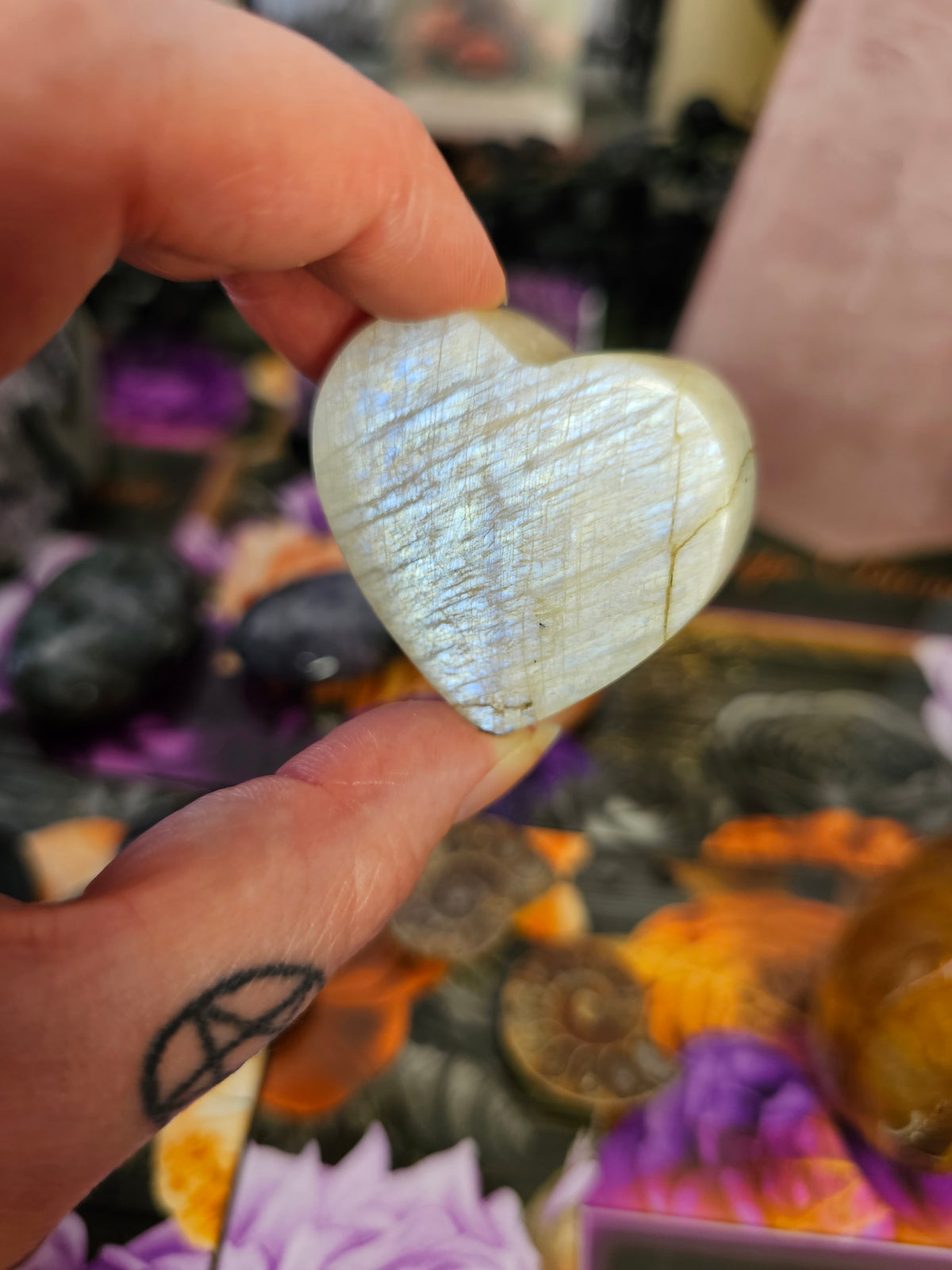 White Moonstone Heart