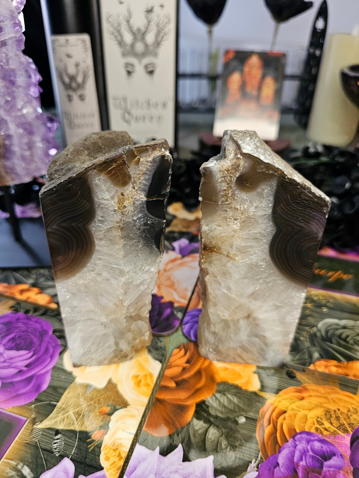 Natural Agate Bookends